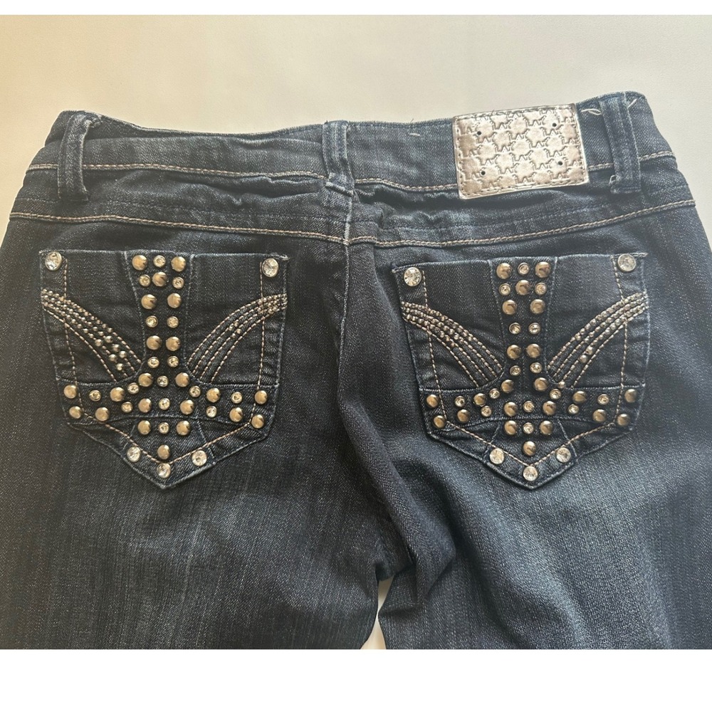 L.A. Idol Jeans Women's Size 7 Blue Denim Rhinestone Embellished Skinny‎ Pants - Picture 10 of 11